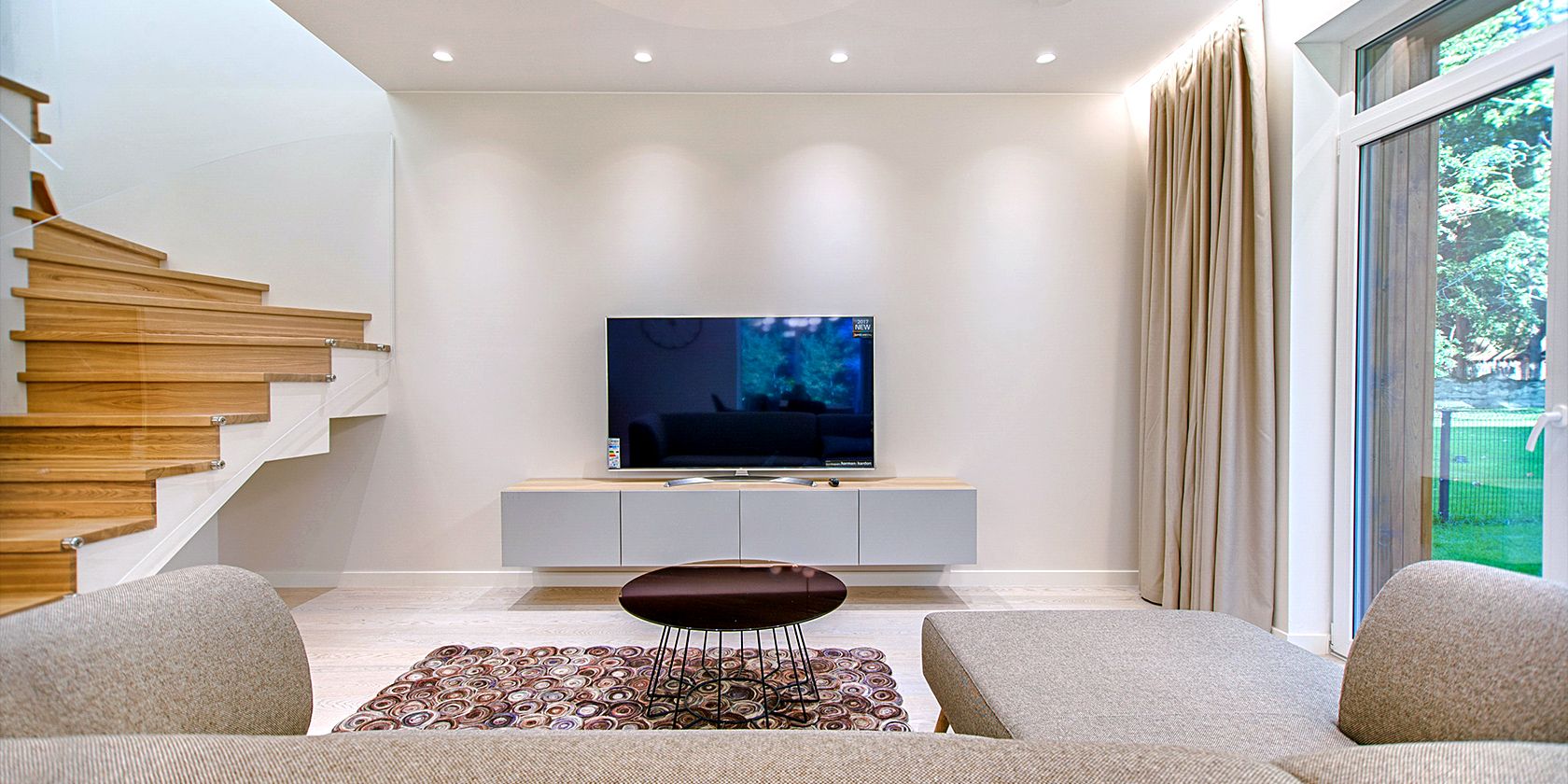 TV in a bright living room