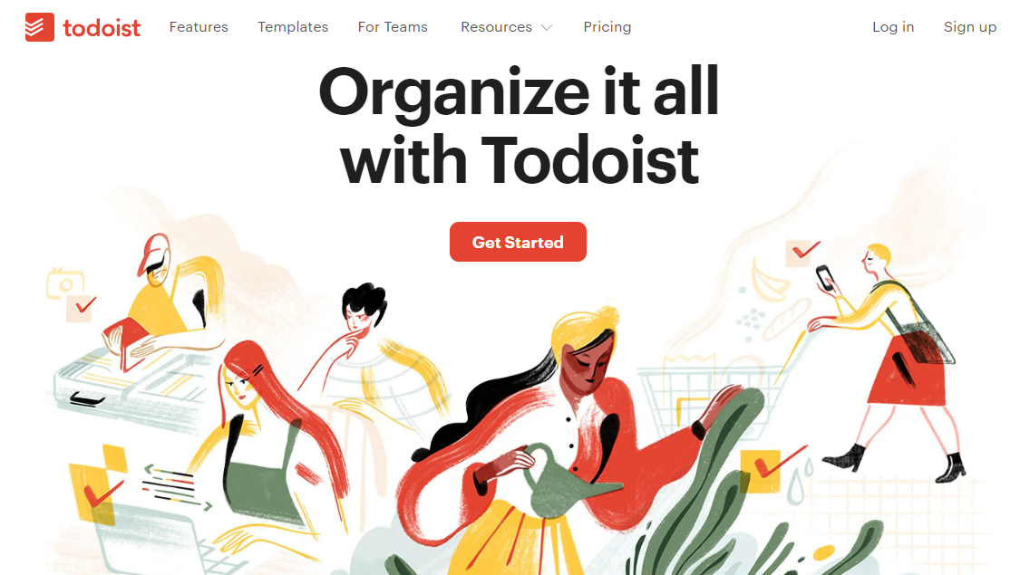 A Screenshot of Todoist's Landing Page