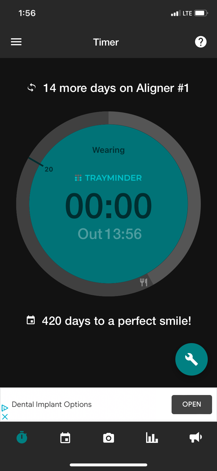 Trayminder timer screen