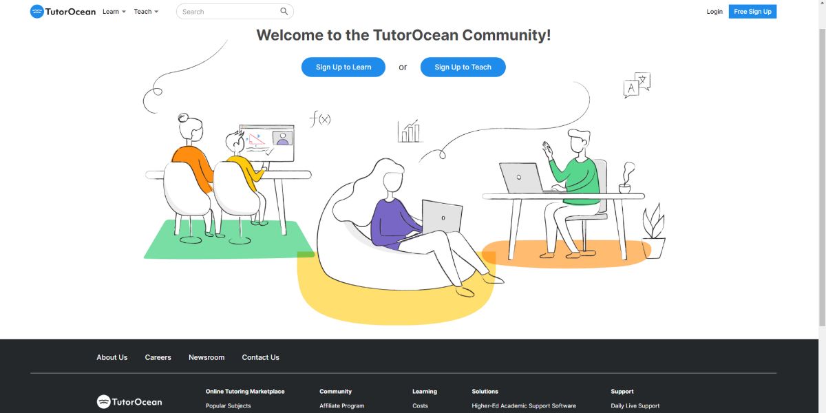 A view of the Tutor Ocean website