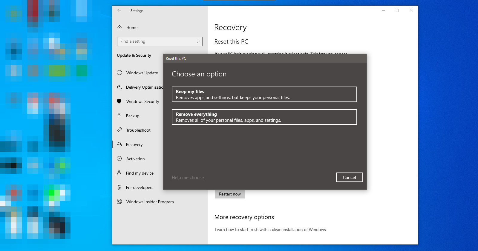 Two Different Options to Reset this PC Popup To Reset Your PC in Windows 10