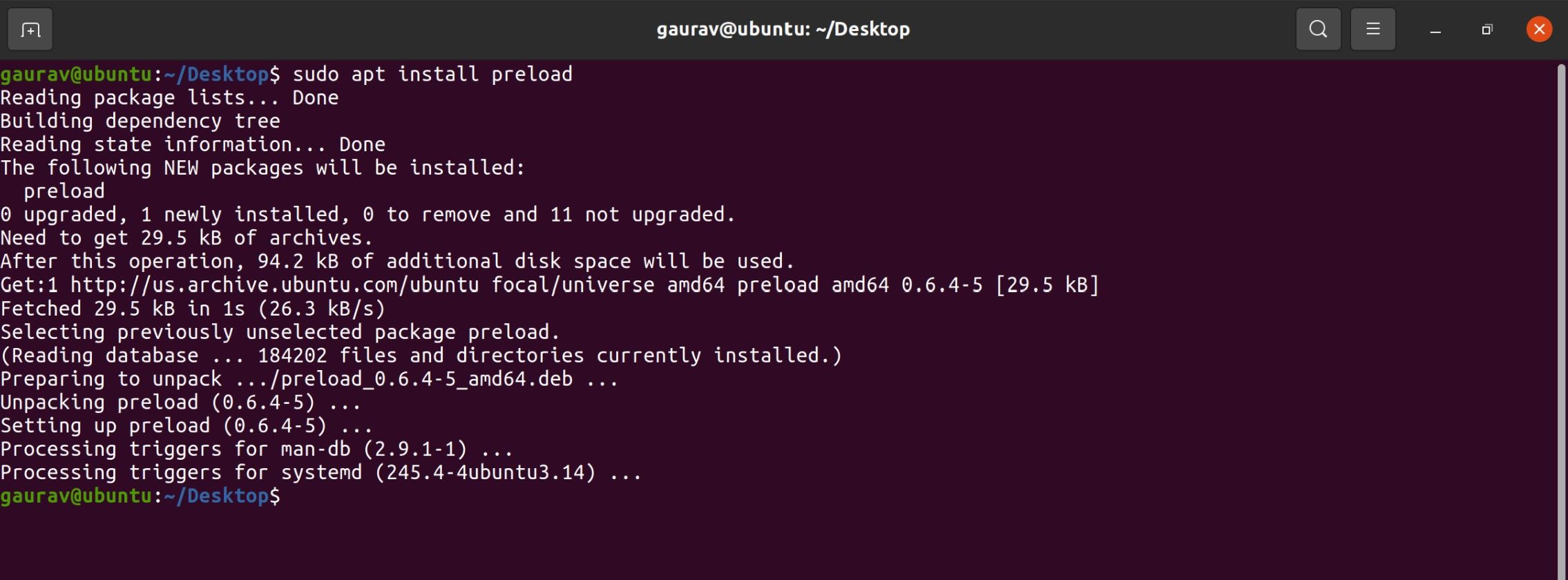 Ubuntu's terminal interface