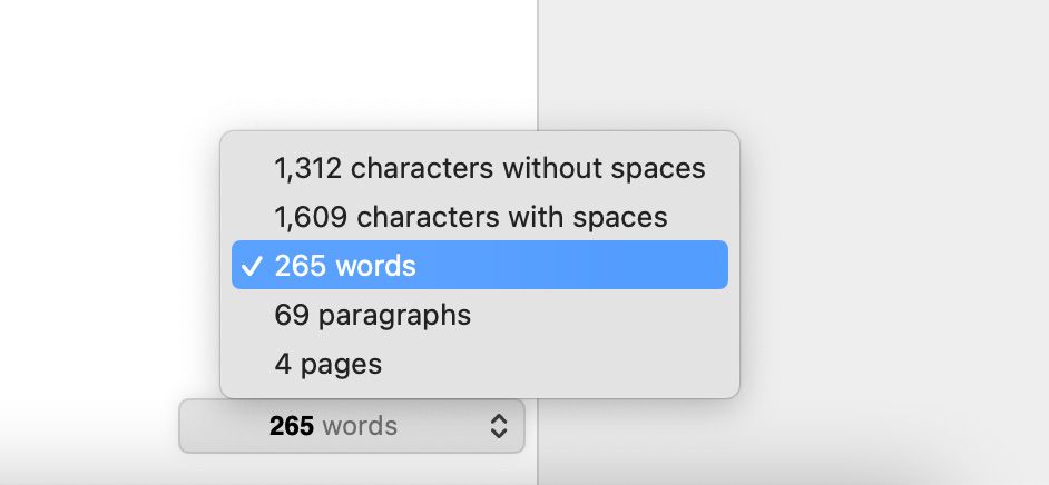 Related Counts in Pages on macOS