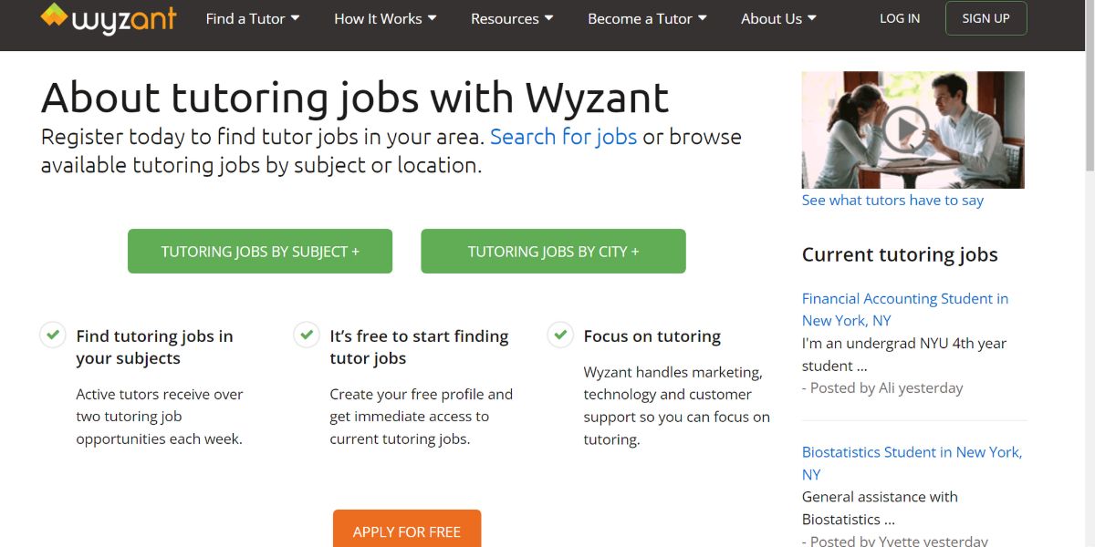 An image of the Wyzant website