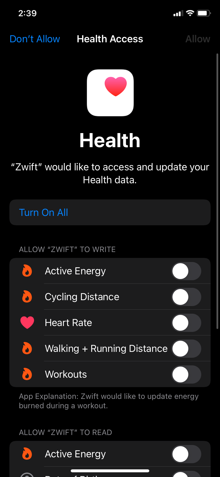 Zwift Apple Health pair