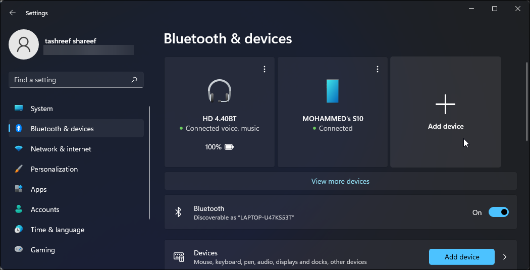 add bluetooth device windows 11