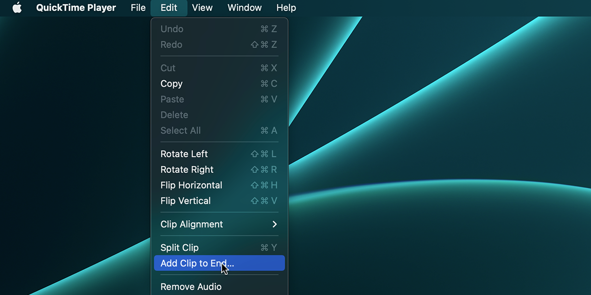 Adding clip to end in Quicktime