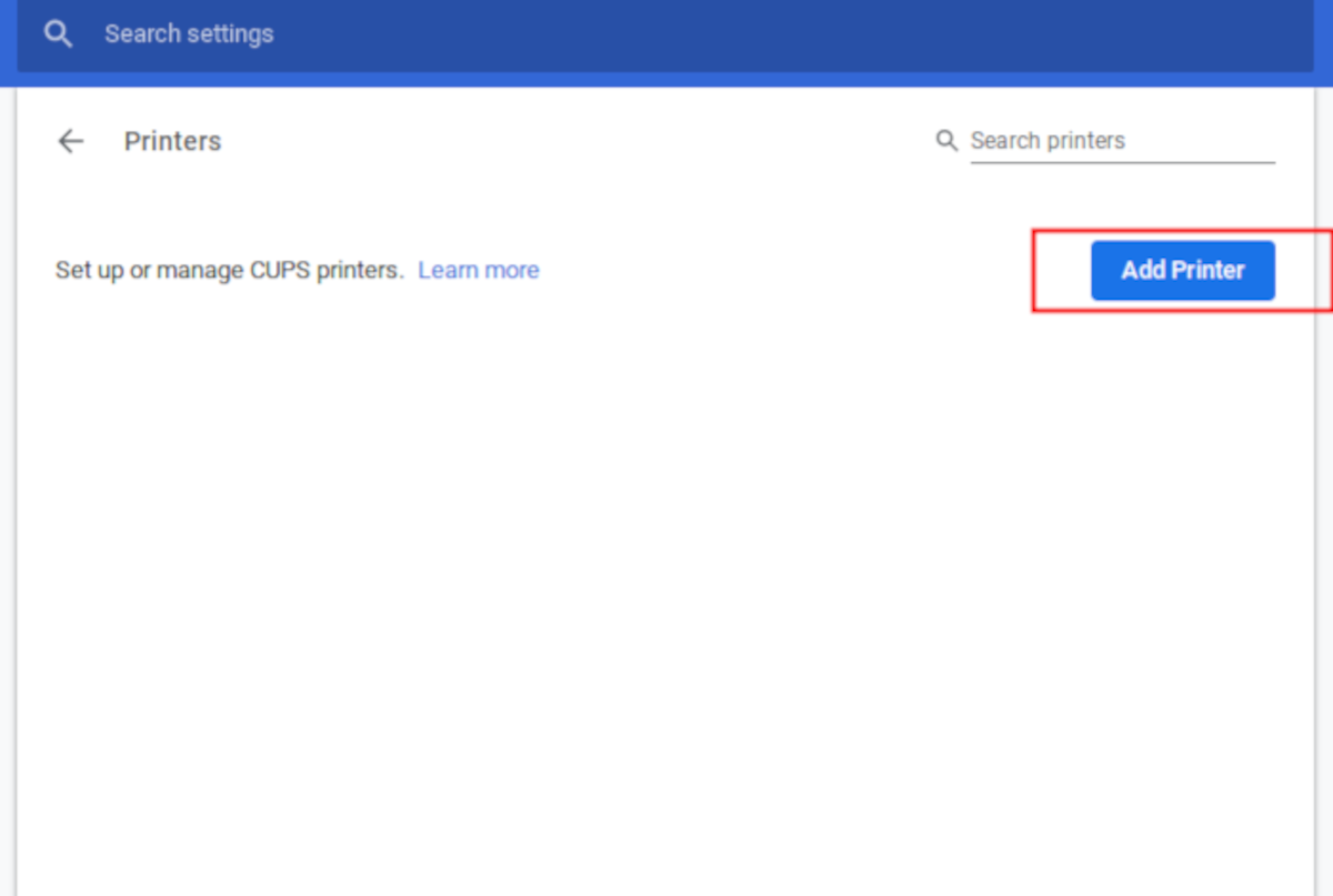 add printer button on Chrome OS