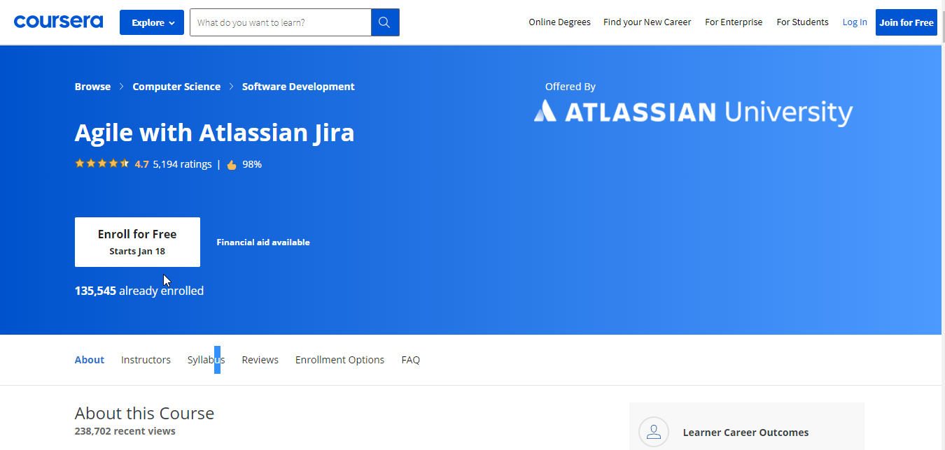 Agile with Atlassian Jira Course on Coursera