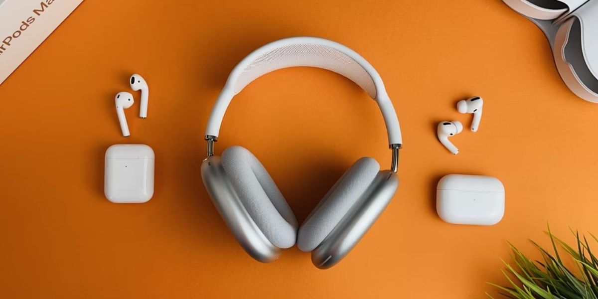 airpods, airpods max, and airpods pro on orange surface