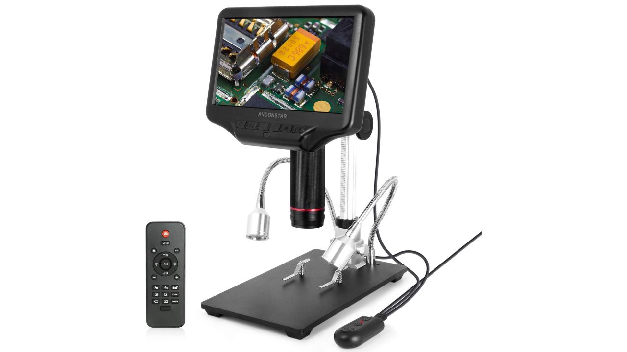 black andonstar digital lcd microscope with remote and 7 inch monitor