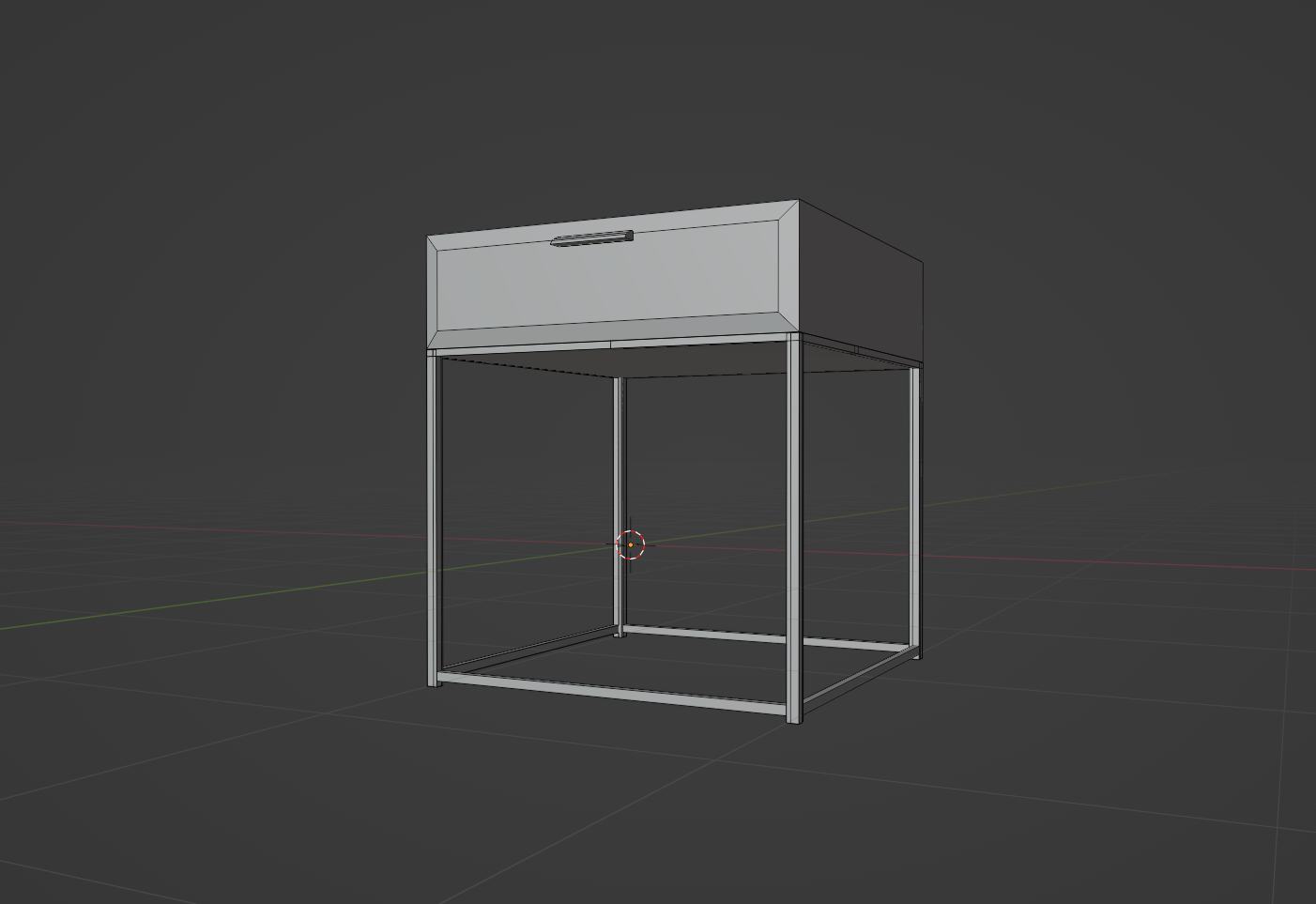 A basic 3D model of a table.