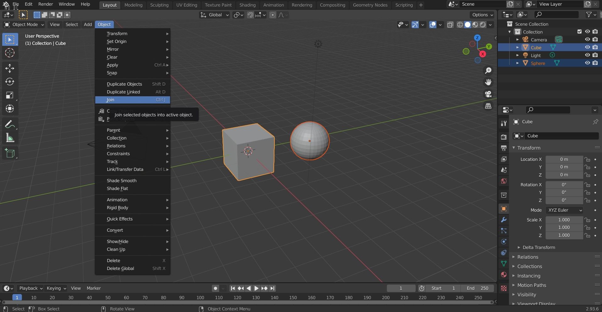 Joining Two Objects in Blender