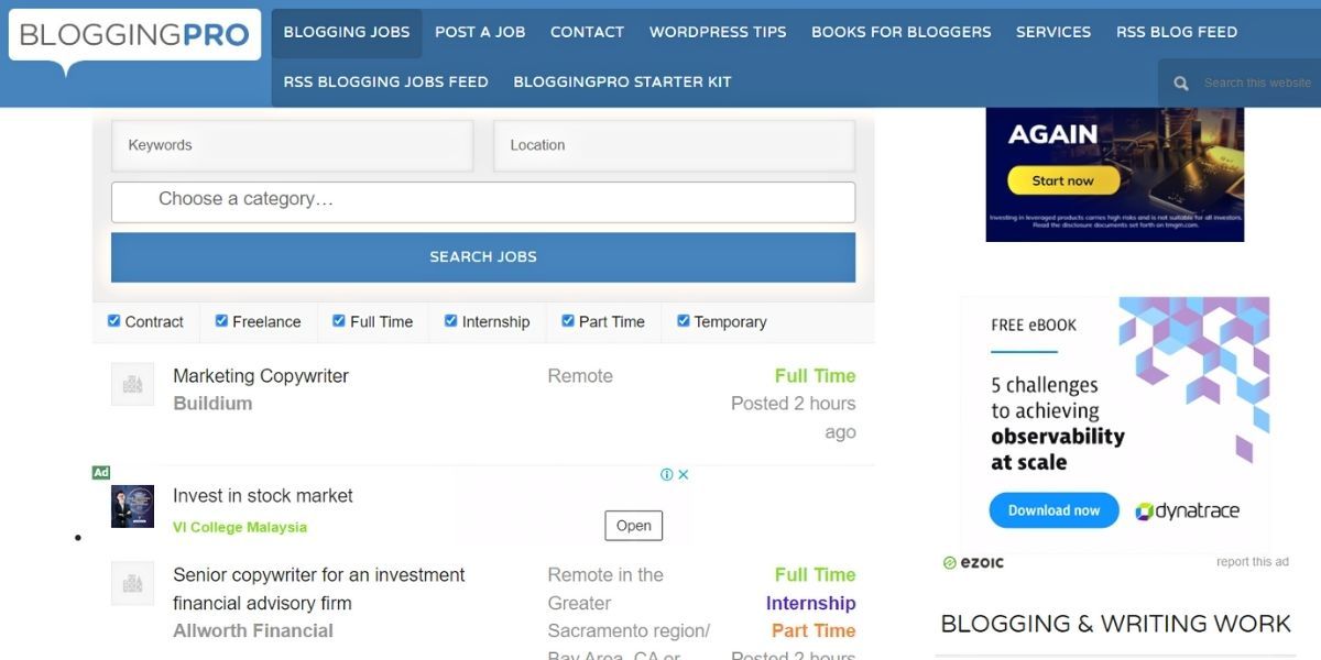 bloggingpro jobs webpage