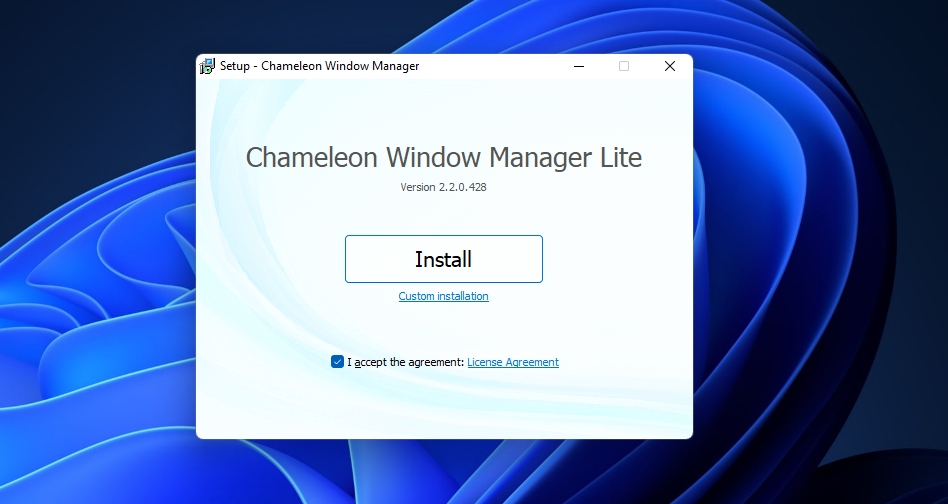 The Chameleon Window Manager setup wizard