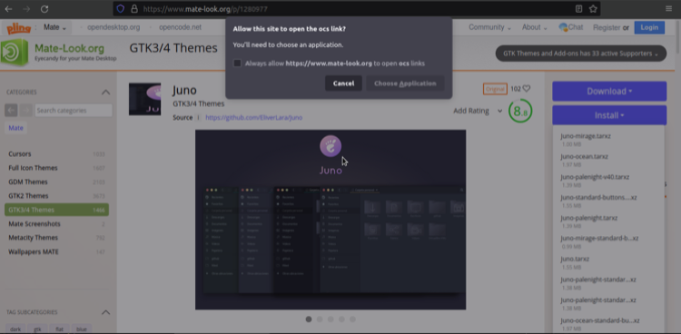 change Linux Mint theme from theme library 