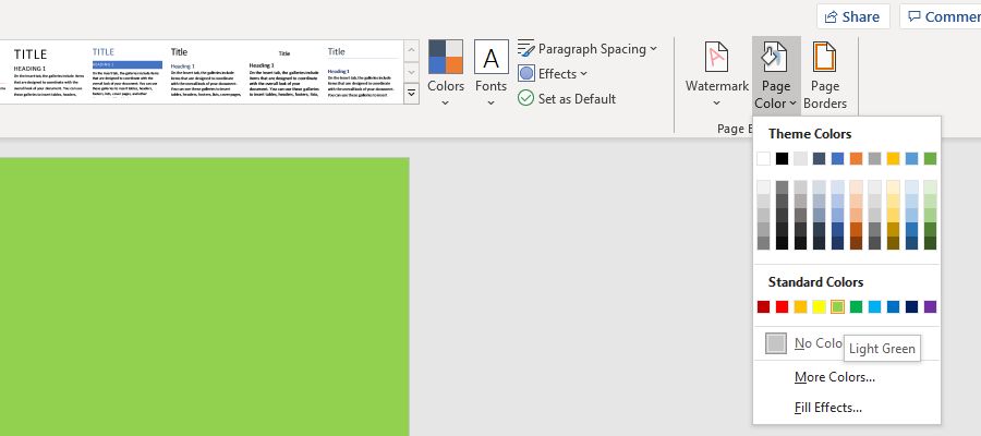 changing page color in microsoft word