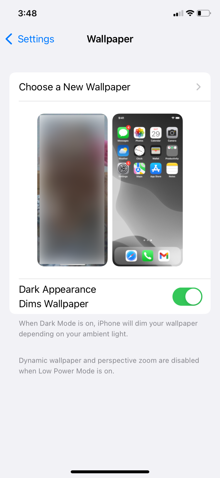 Choose new wallpaper option in iPhone