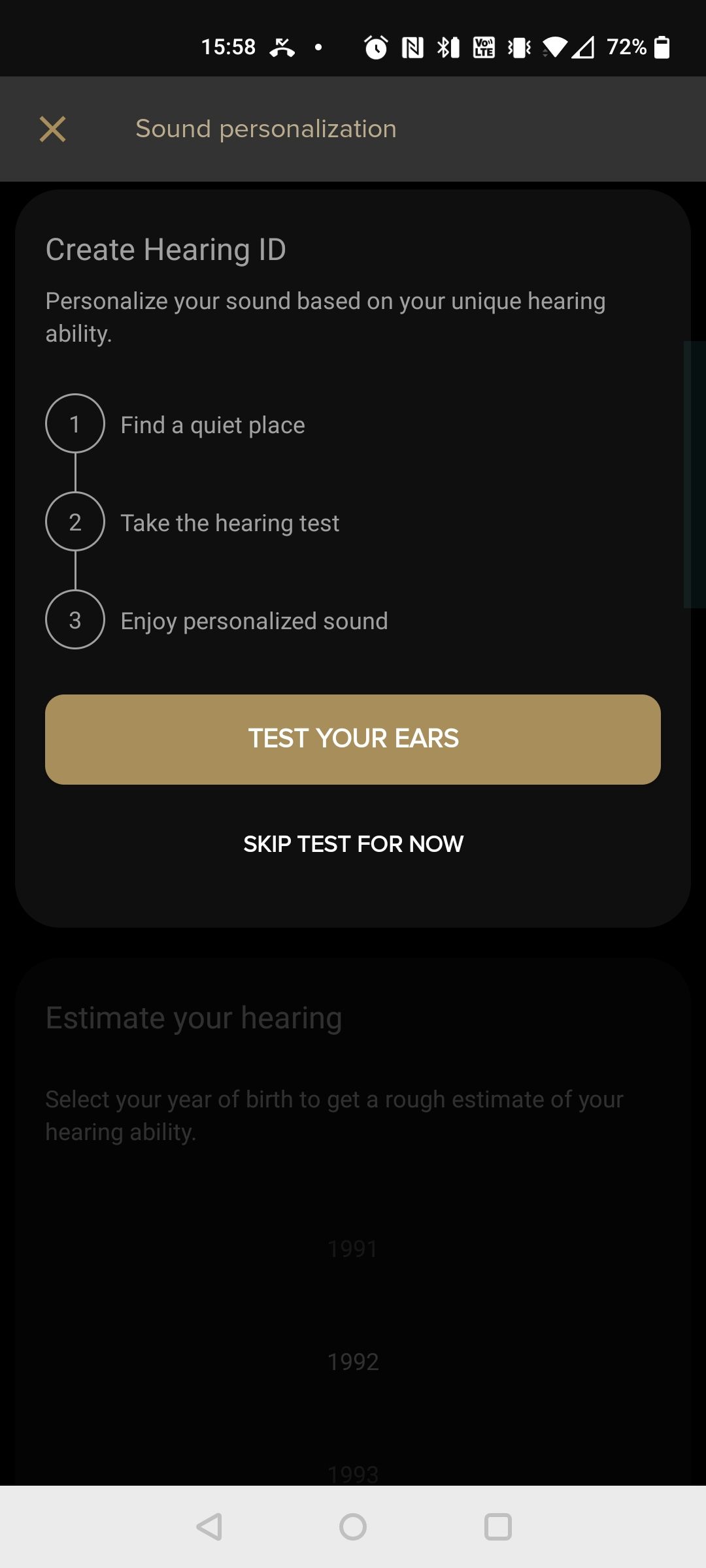 cleer+ app hearing test