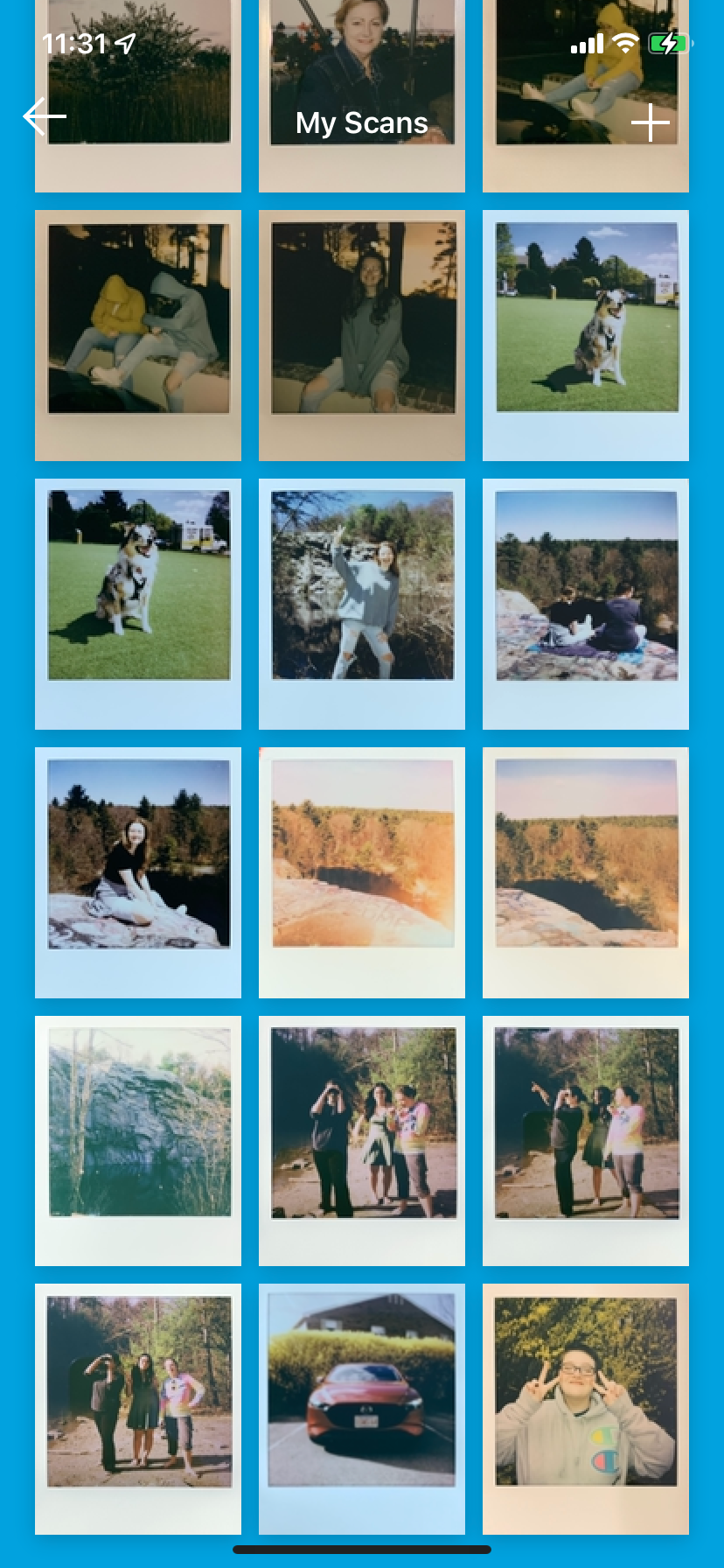 collection of polaroid photo scans in polaroid app
