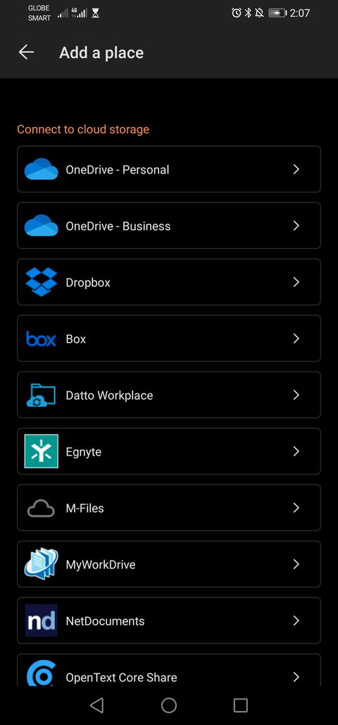 8 ویژگی و ترفند برنامه مایکروسافت آفیس برای گوشیهای اندروید 42 connect cloud storage.png?q=50&fit=crop&w=480&dpr=1