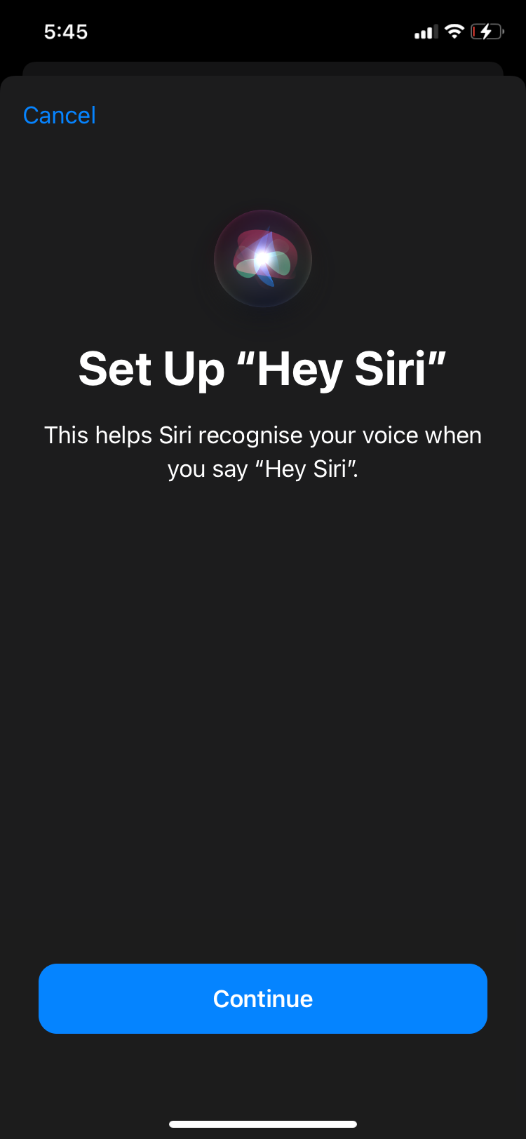 continue to set up siri