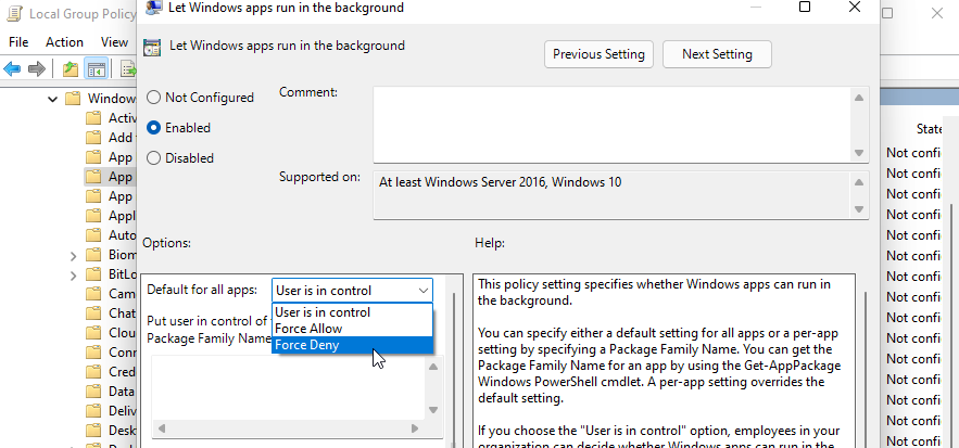 disable background app group policy editor