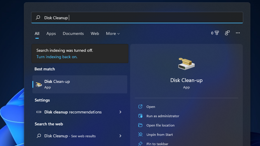 A Disk Clean-up search