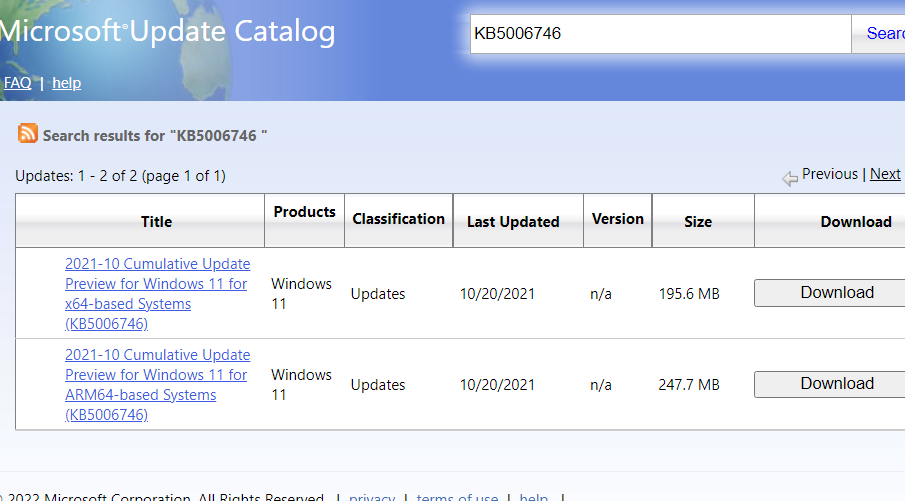 The Microsoft Update Catalog 