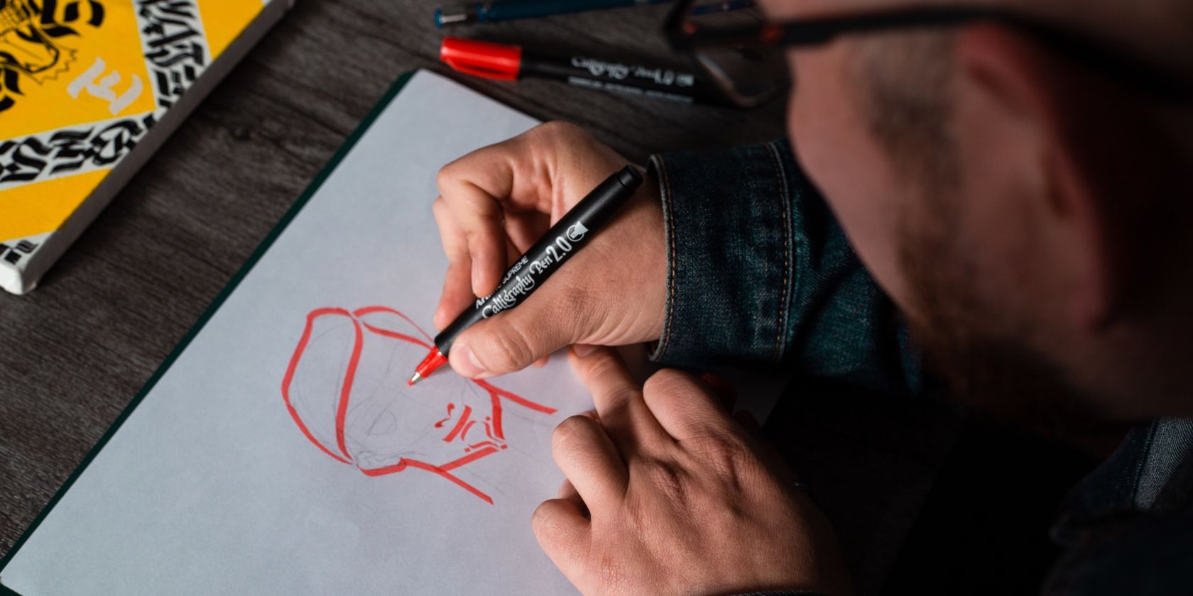Drawing Character With Red Pen