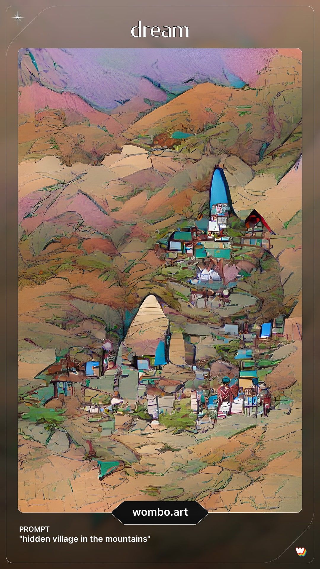 Dream by Wombo App AI Artwork Mountain Village