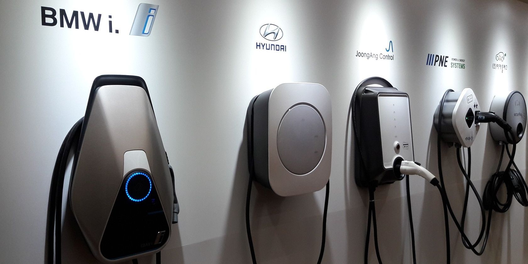 EV chargers on wall