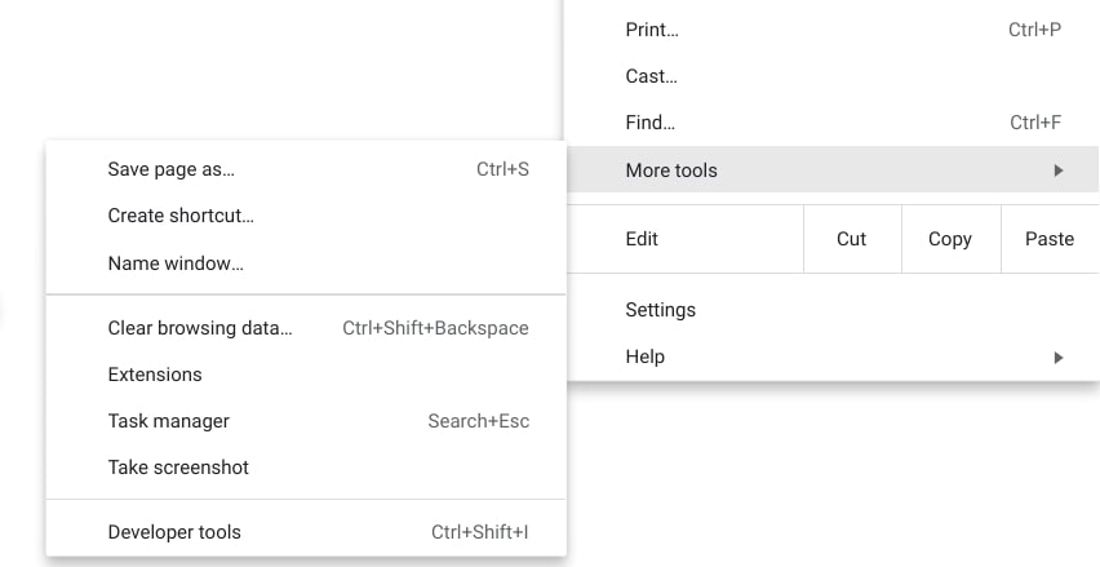 chrome settings list screenshot