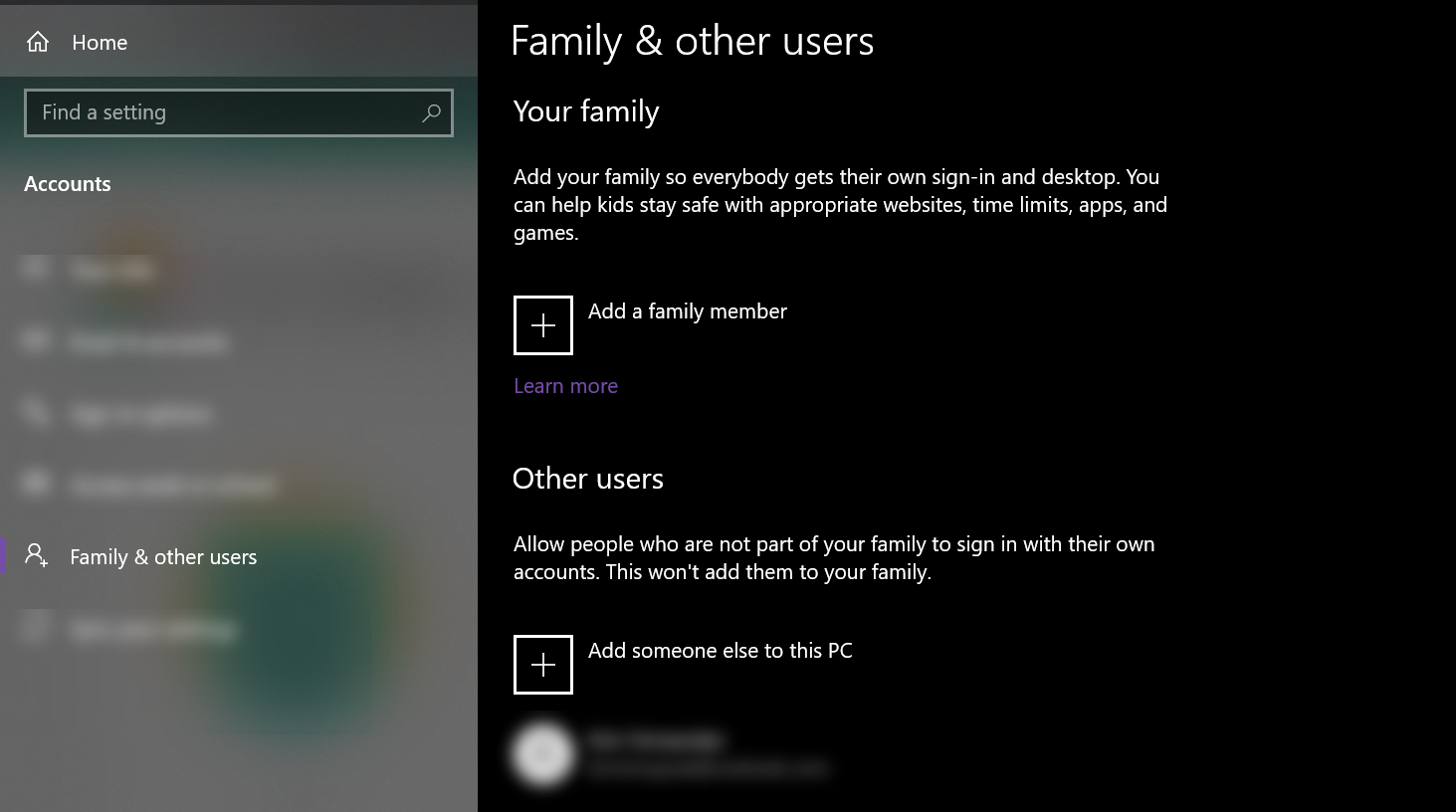 family and other users