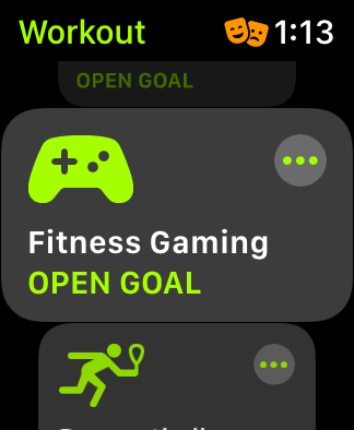 The Fitness Gaming workout on the Apple Watch Workouts app