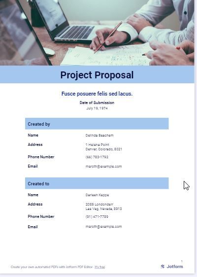 free project proposal template overview