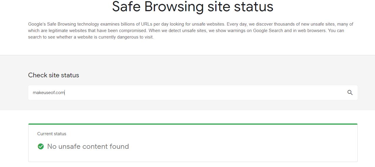 Google Safe Browsing Tool Screenshot