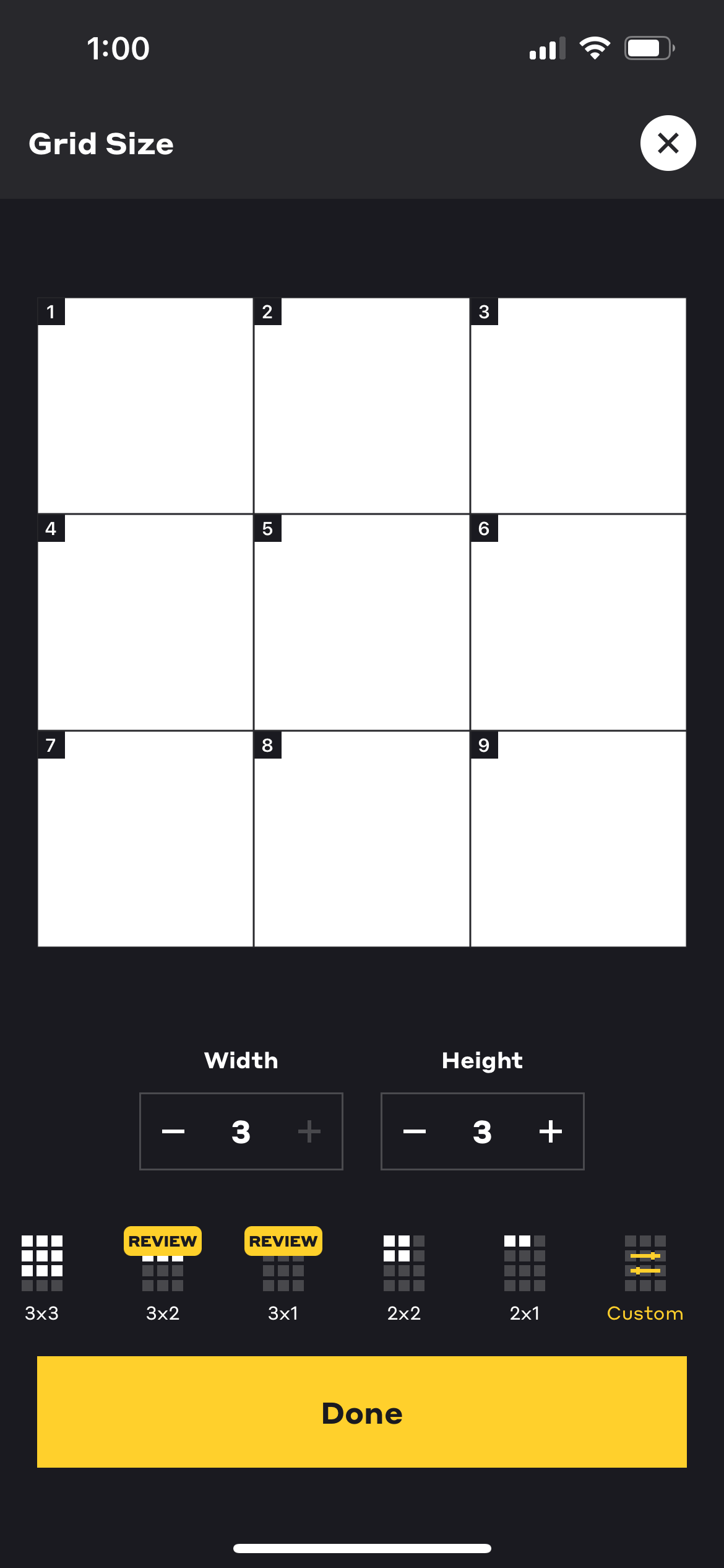 choosing grid in grids instagram app