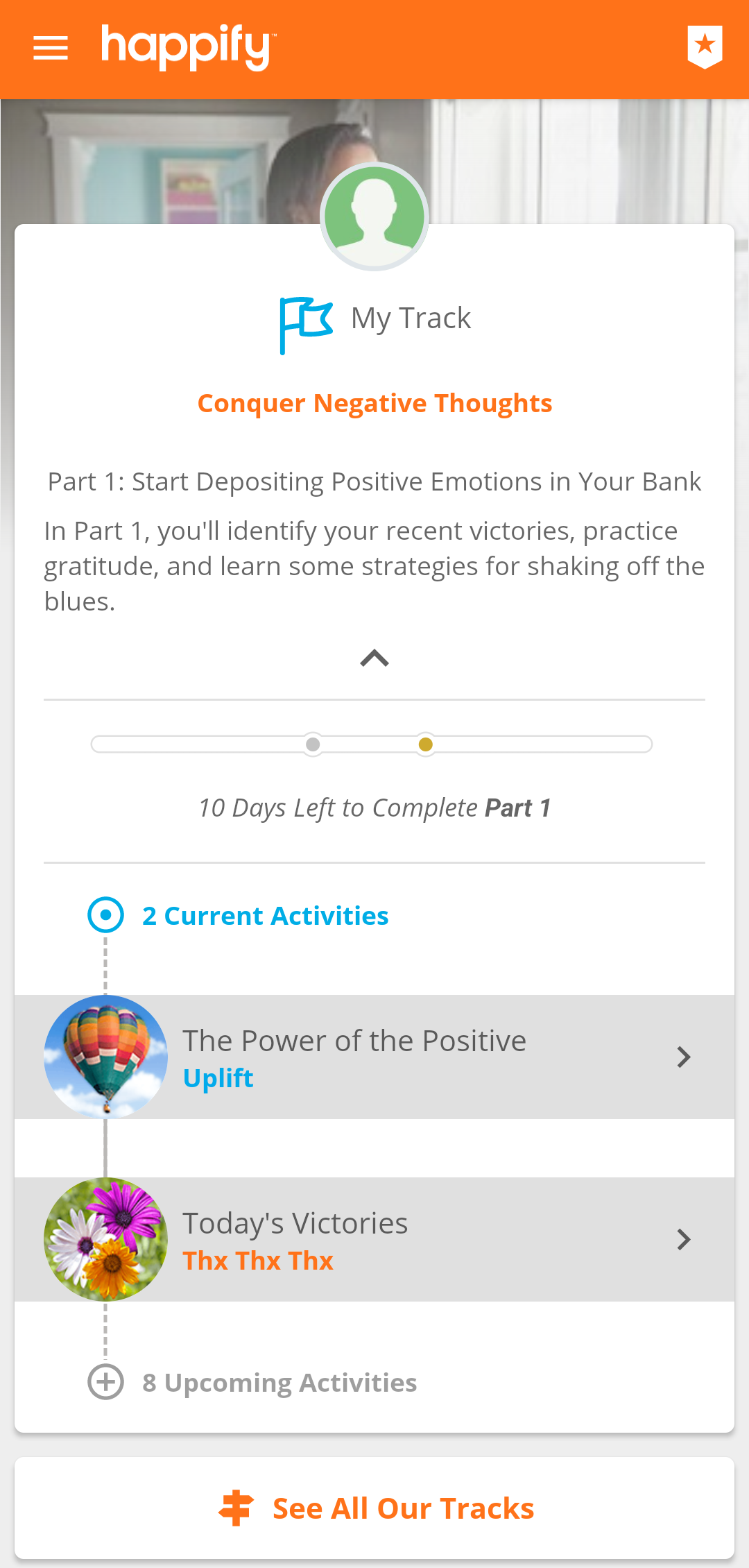 Happify Mental Health App Activity Tracker