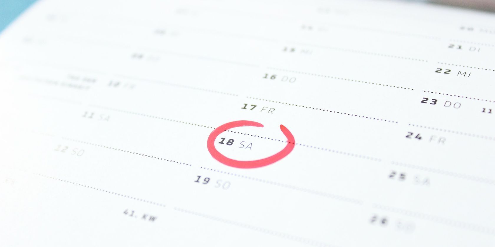 An image of a calendar with a circle marked on it