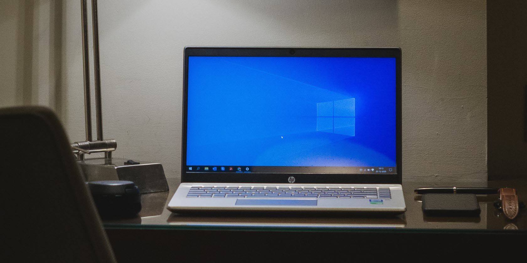 HP windows laptop on a desk