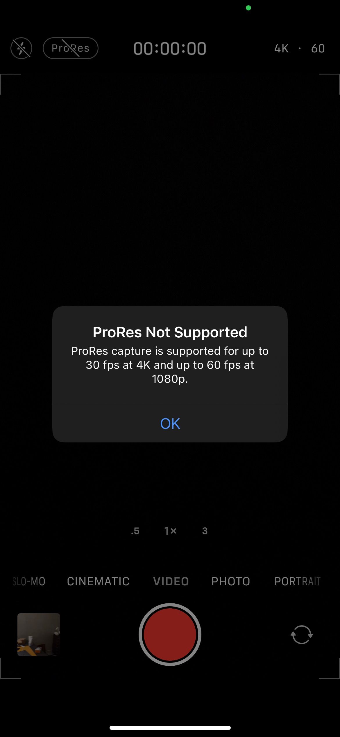 iPhone 13 Pro ProRes Not supported