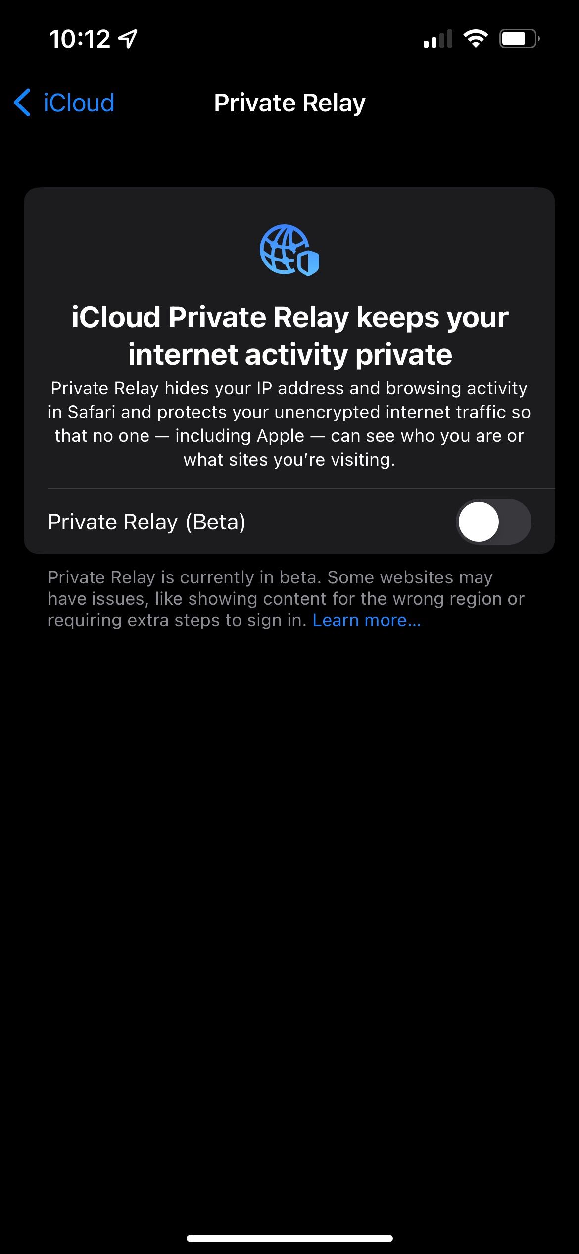 iPhone Enable iCloud Private Relay
