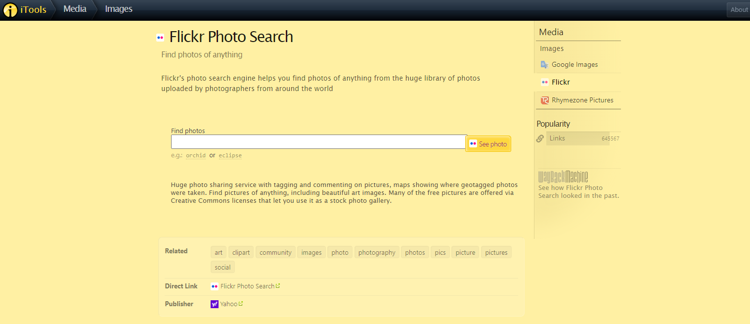 A Screenshot of iTools Flickr Photo Search 