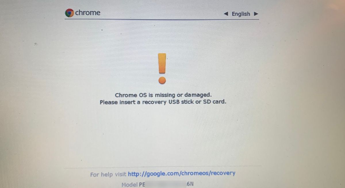 initial factory reset page for chromebook