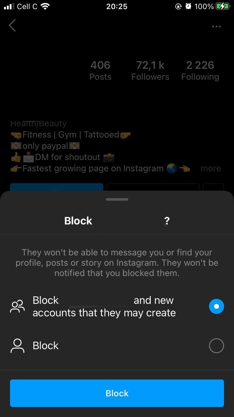 instagram block account