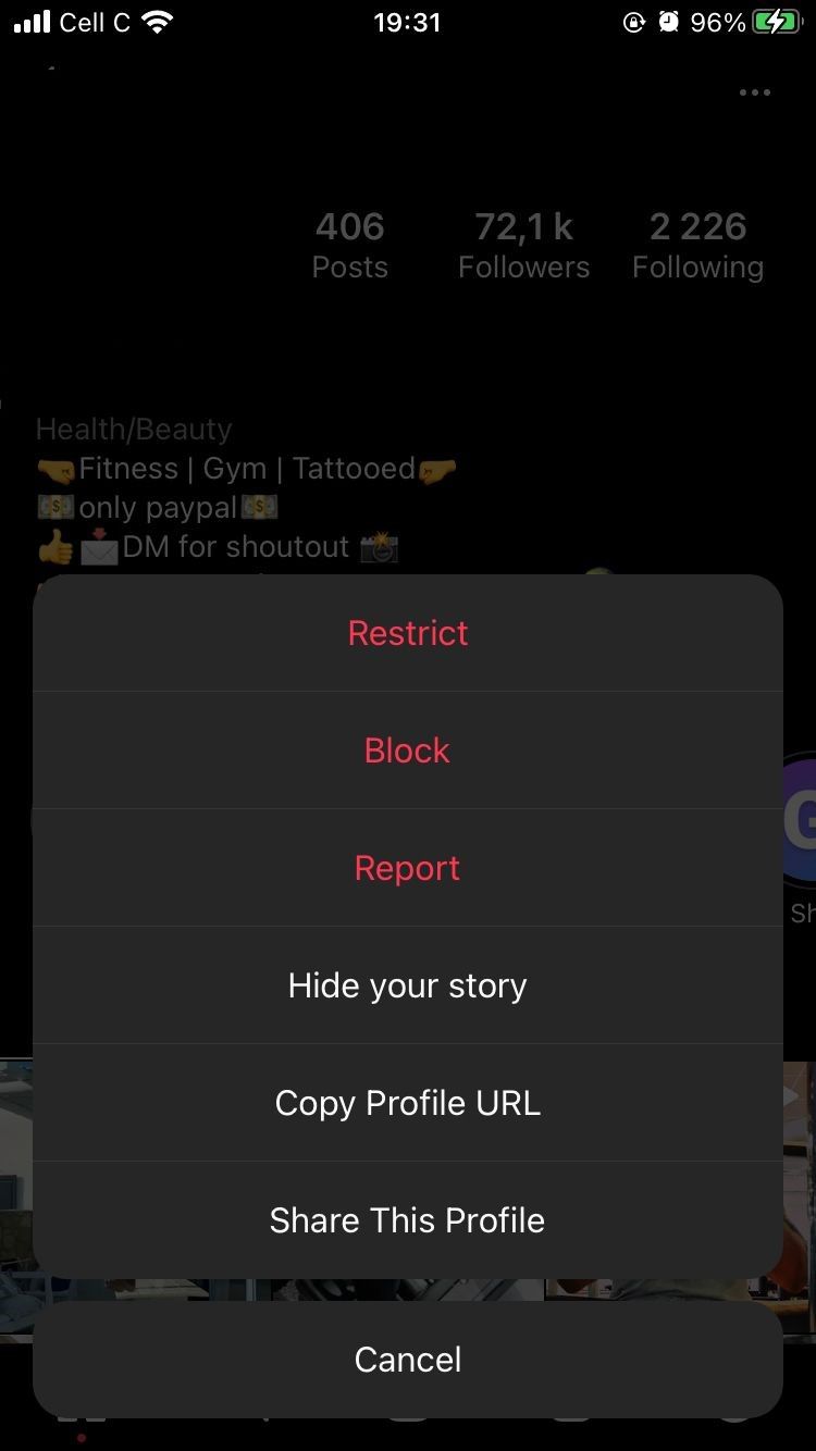 instagram block options