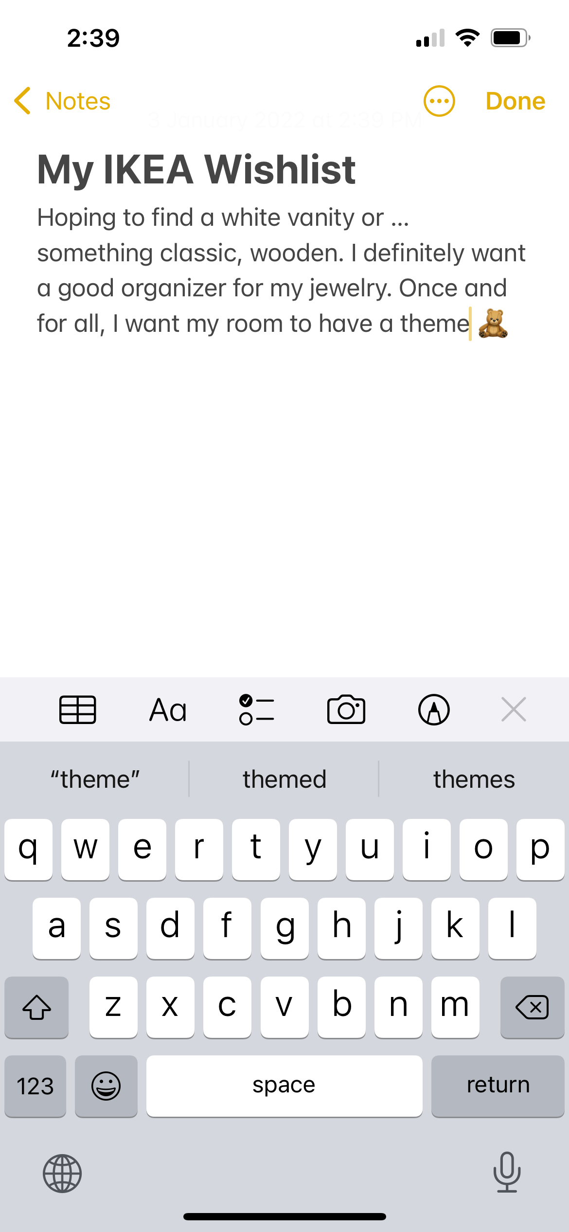 compose note on iphone notes app