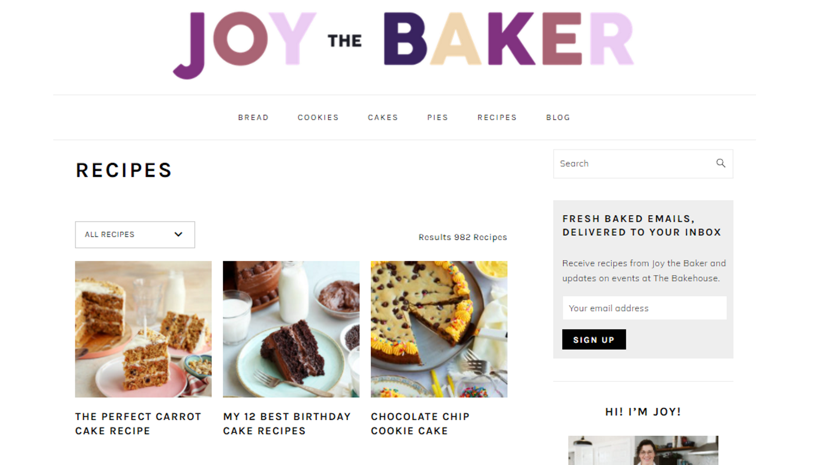 Joy the Baker food blog website recipes page