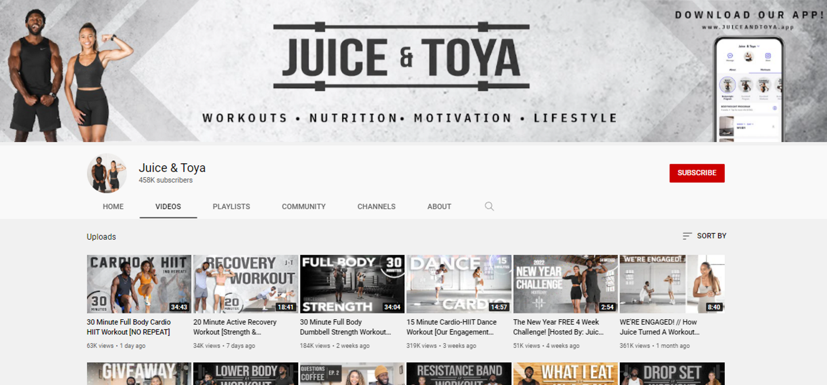 Juice and Toya YouTube workout channel